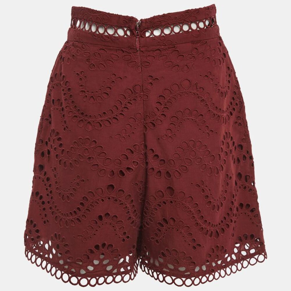 Zimmermann Burgundy Broderie Anglaise Shorts M - Picture 2 of 7